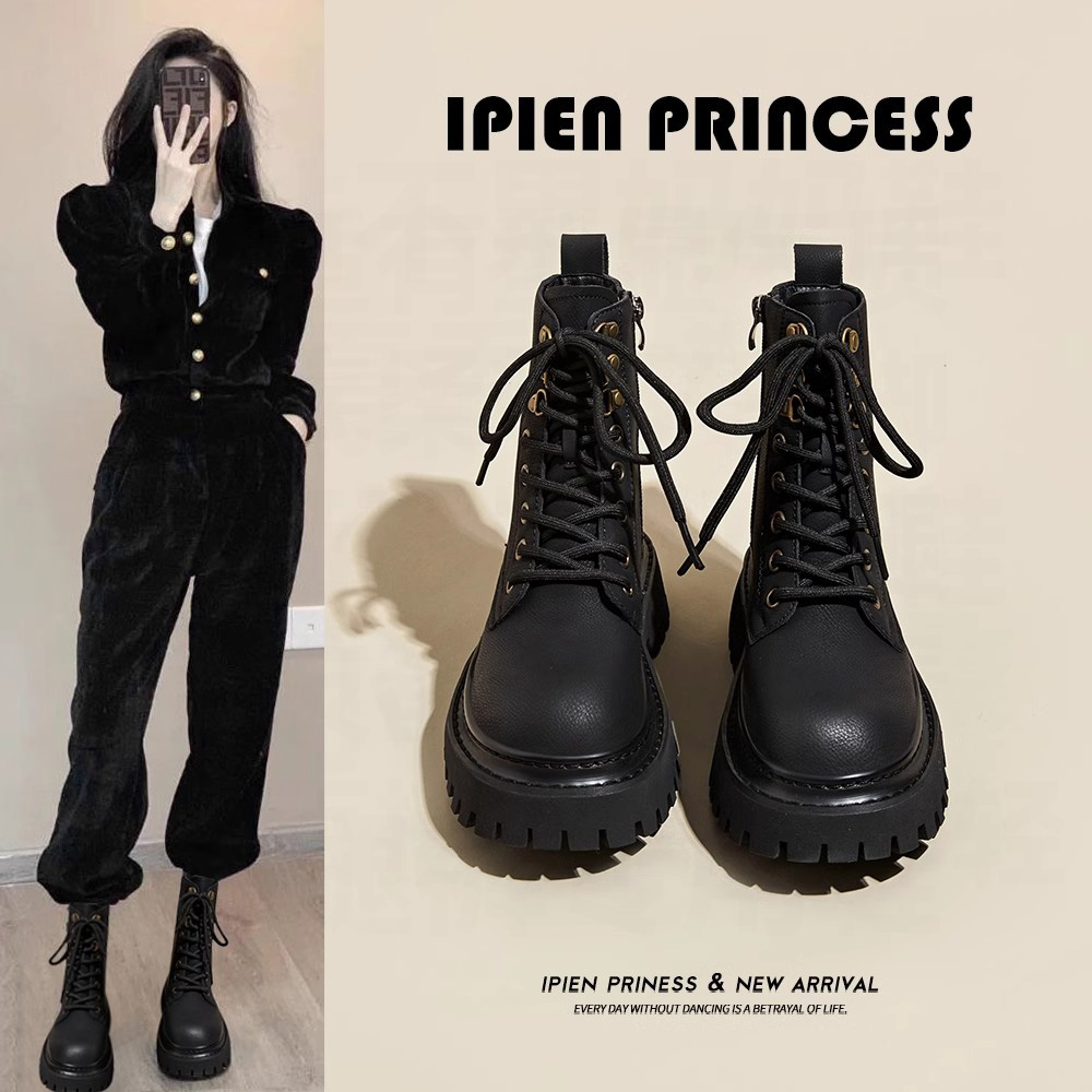 网红爆款百搭厚底增高马丁靴2025秋季新款英伦风靴子气质女士短靴