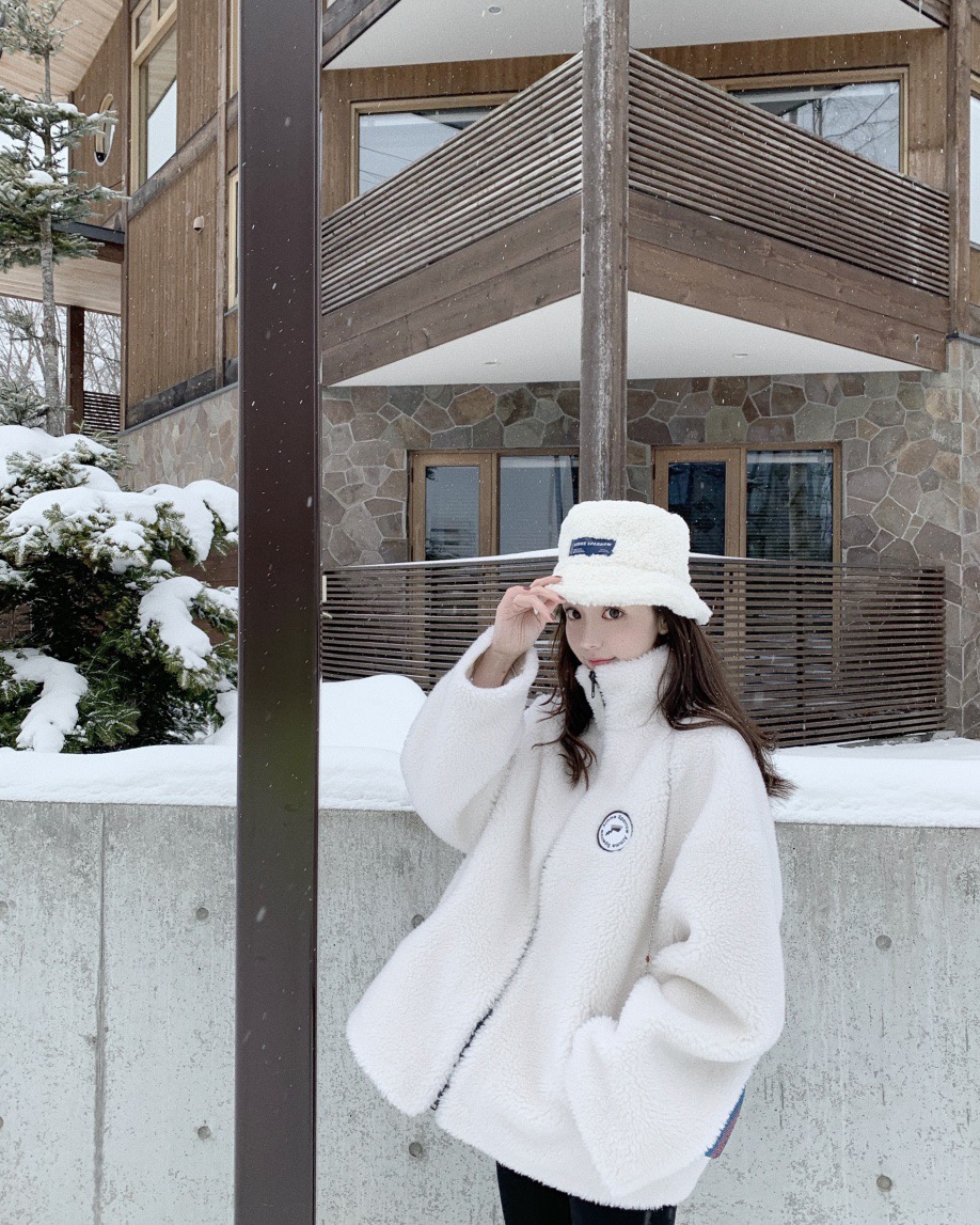 Aimme sparrow 白鹿同款 经典款白色羊羔毛帽子