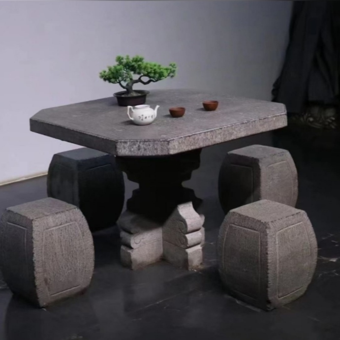 石桌：面径80，高度60带四凳（包邮不包卸车）