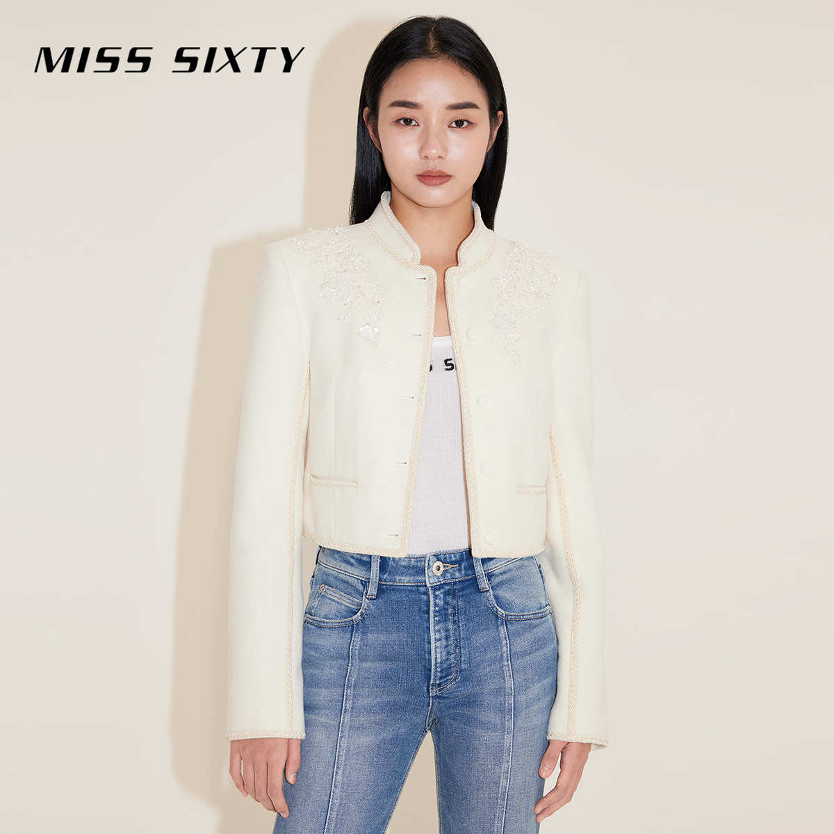 【新年系列】Miss Sixty春季新款呢料外套女新中式高级感重工