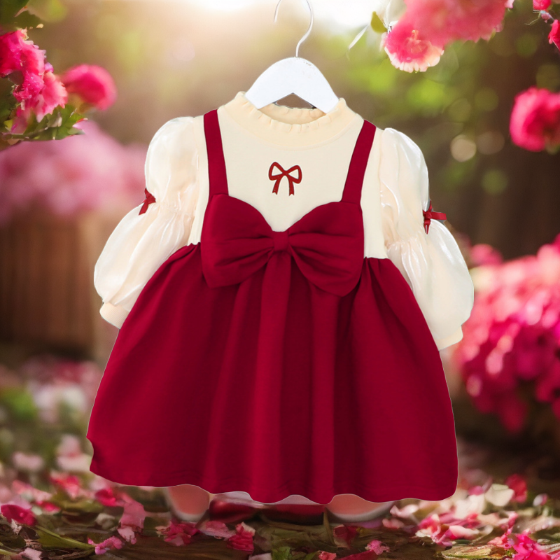 女童时尚新款可爱女孩公主范纯色背带连衣裙网红2-3-4岁儿童衣服