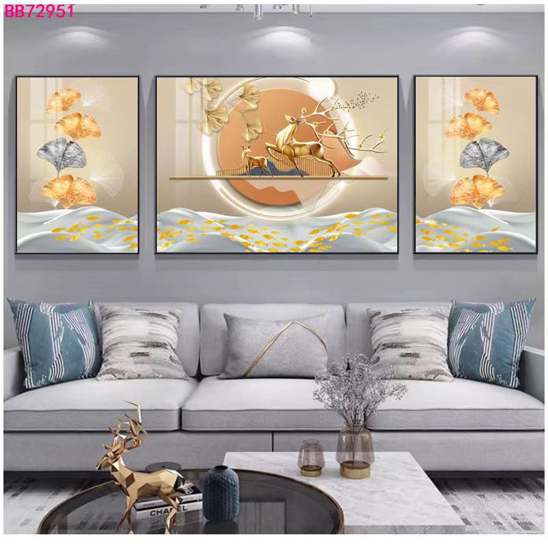新款沙发选好背景客厅画灯光画装饰金框实物手工镶钻晶瓷装饰画
