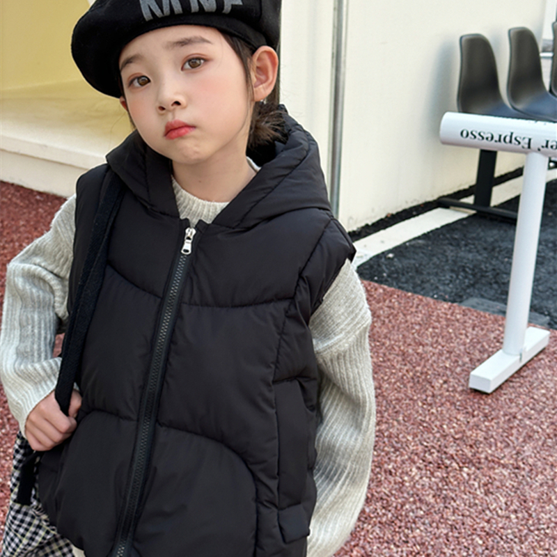 秋冬新款儿童棉马甲女童连帽加厚背心男童棉服宝宝坎肩中大童外穿