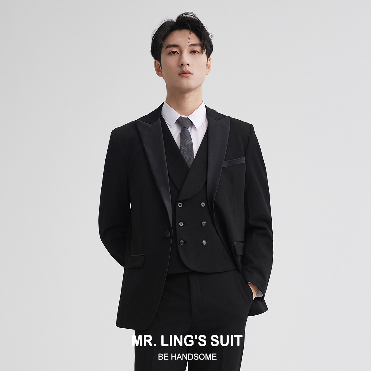 西装套装男士韩版订婚商务正装高端新款西服男新郎塔士多结婚礼服