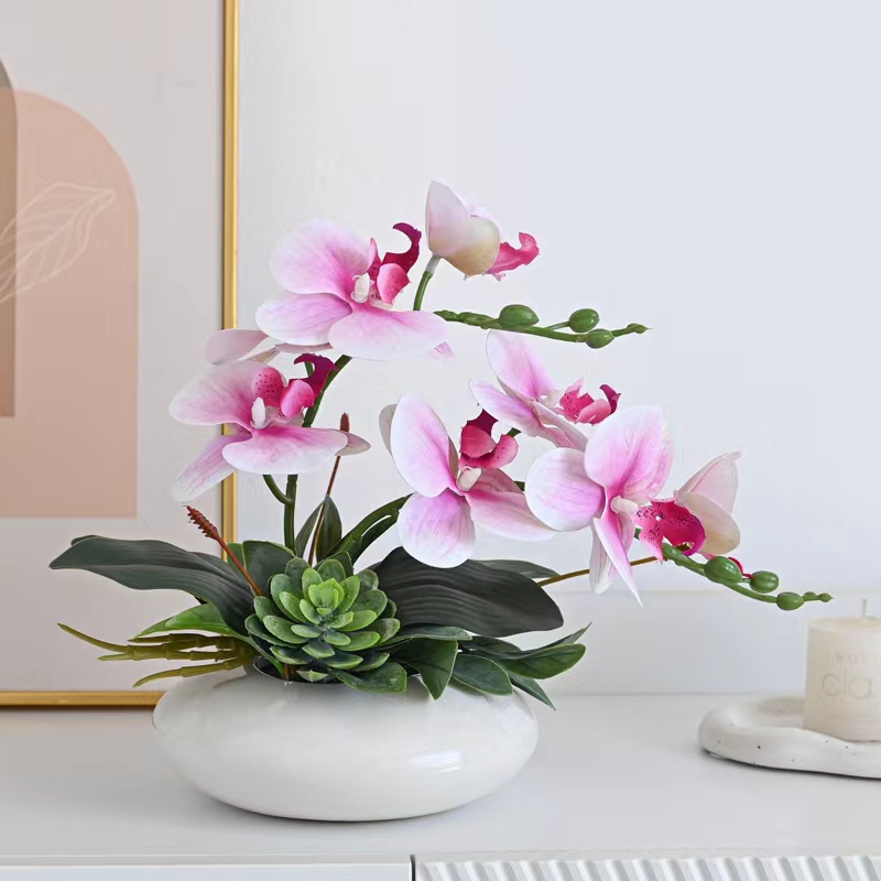 【蝴蝶兰-鹅蛋瓶】仿真花 客厅卧室摆放花室内装饰 简约 时尚