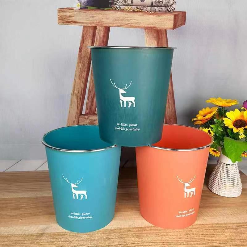 发三个梅花鹿高颜值时尚可爱客厅卧室简约大容量大号金边垃圾桶