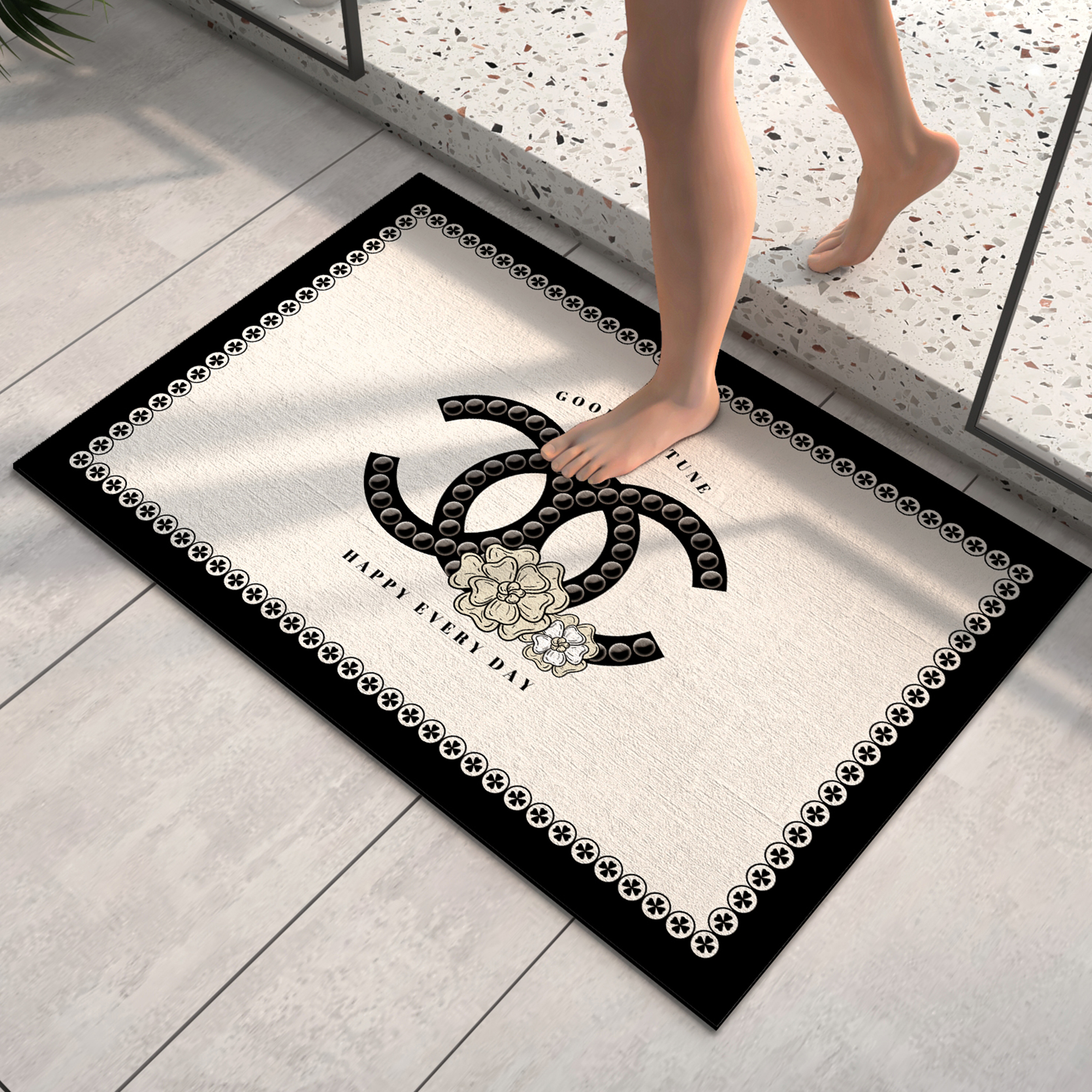 小香风浴室吸水地垫卫生间硅藻泥防滑速干家用脚垫可擦可裁剪软垫