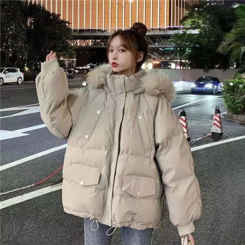 秋冬服羽绒服女短款港风冬季韩版宽松加厚学生羽绒服大毛领