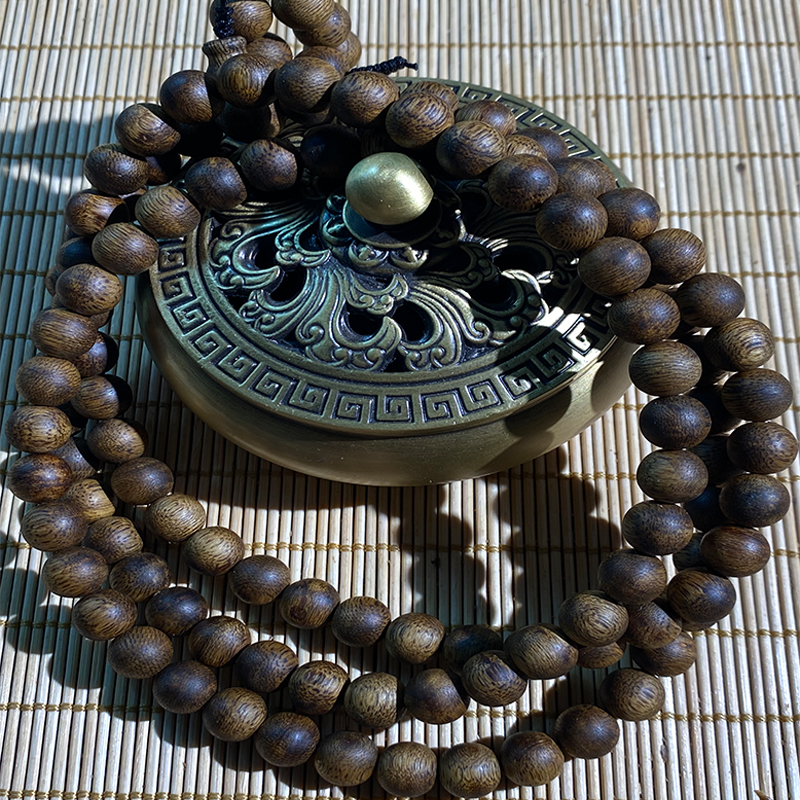 莺歌绿棋楠沉香张勺子卡08多圈手串高品质高油脂108颗念珠项链