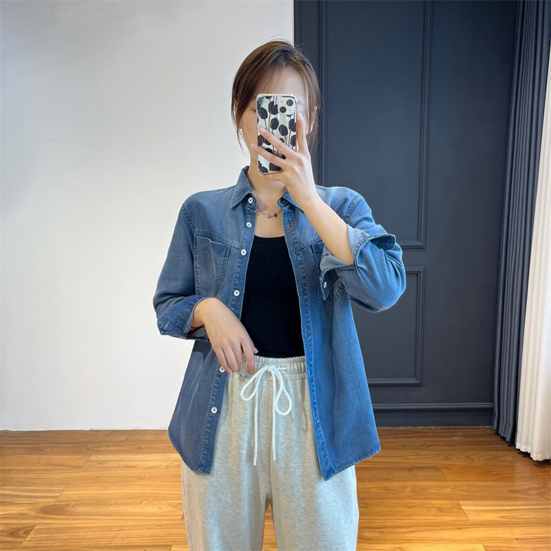 清仓 一件不留 天丝长袖牛仔休闲衬衫显瘦百搭