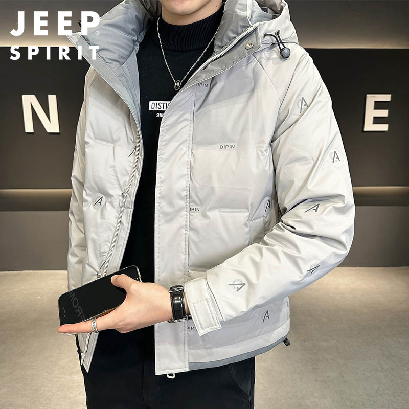 Jeep吉普连帽羽绒服男款冬季大码宽松羽绒衣潮流防风保暖外套冬装