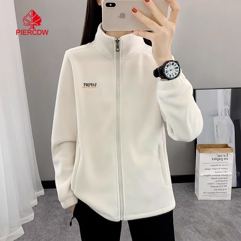 【PIERCDW品牌】抓绒衣女2024春秋季摇粒绒户外运动保暖外套立领
