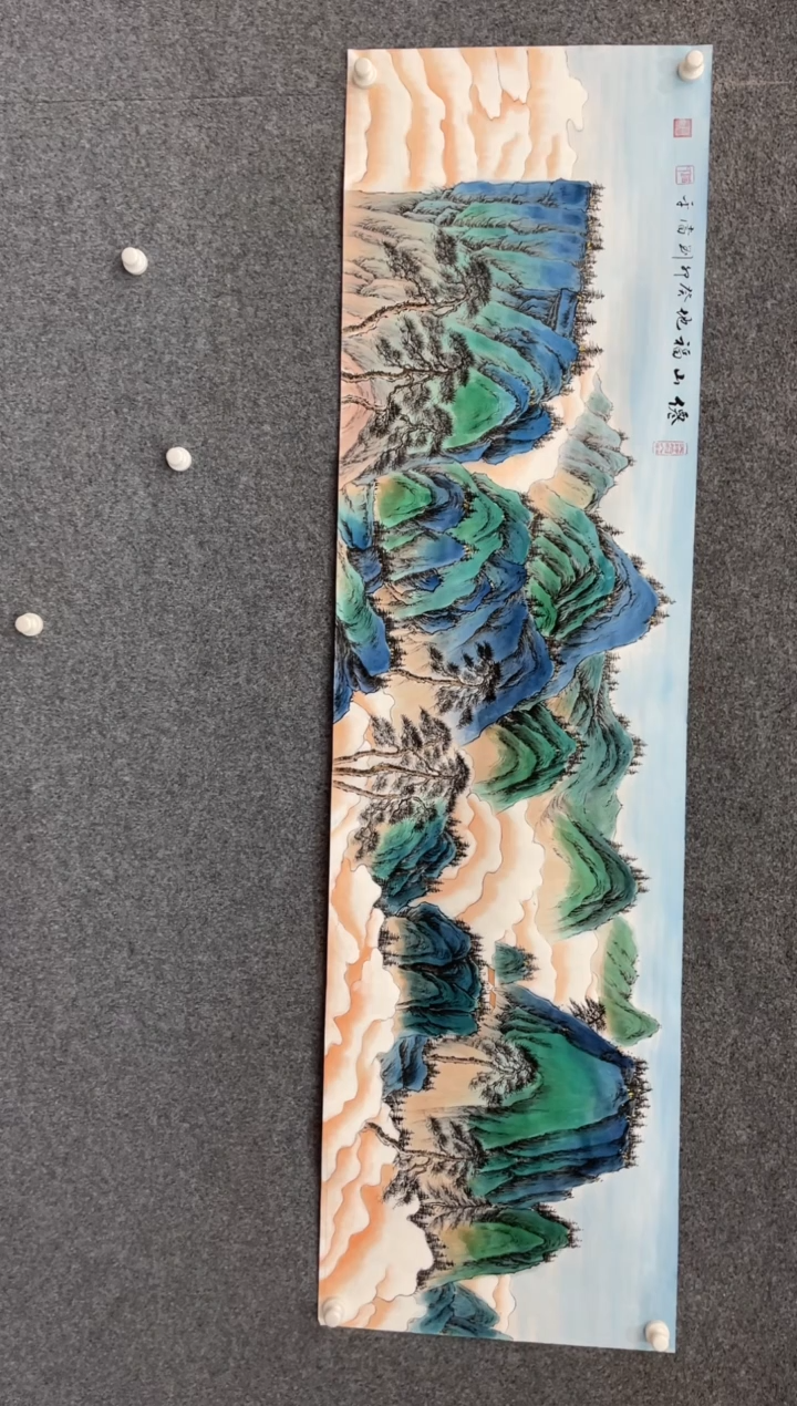 【闪购商品】绘画801-刘当平-6尺对开山水-001