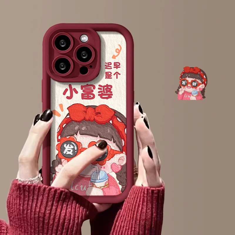 发财暴富小富婆iphone14苹果13手机壳12proamx高颜值15复古12女孩