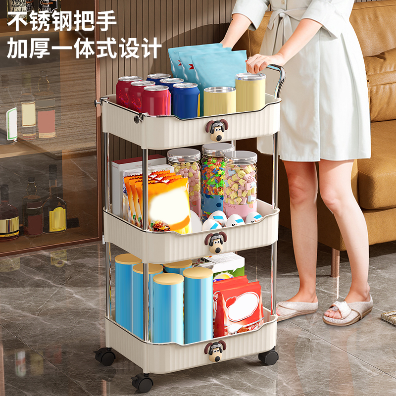 //映调可爱小狗兔子置物架推车可移动收纳餐车客厅卧室厨房收纳架