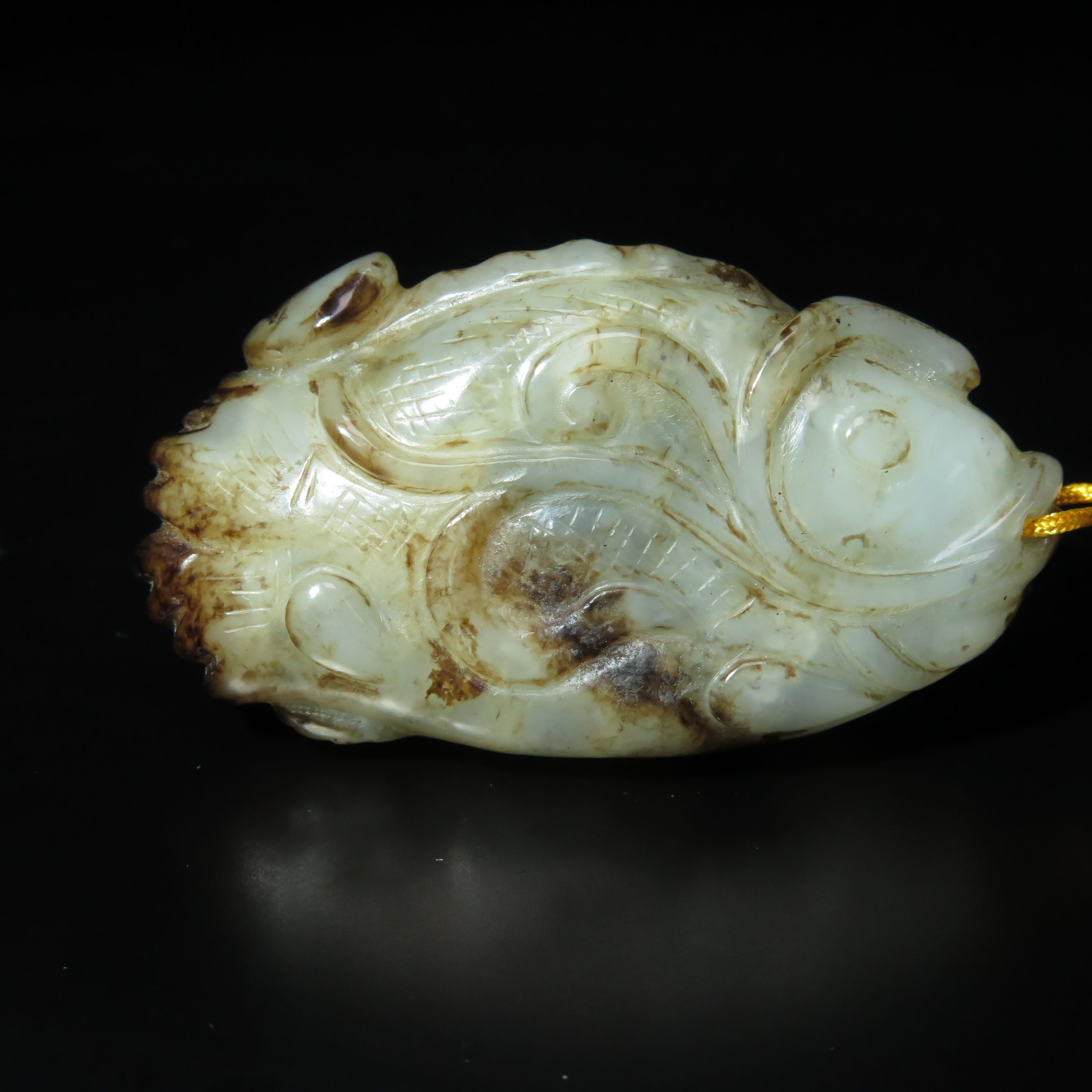 清代提色玉鱼/MZ299975/和田玉/民族文物