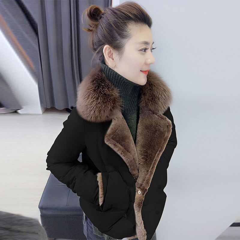 新款欧洲站秋冬装女2023新款欧货潮短款小个子大毛领外套羽羽