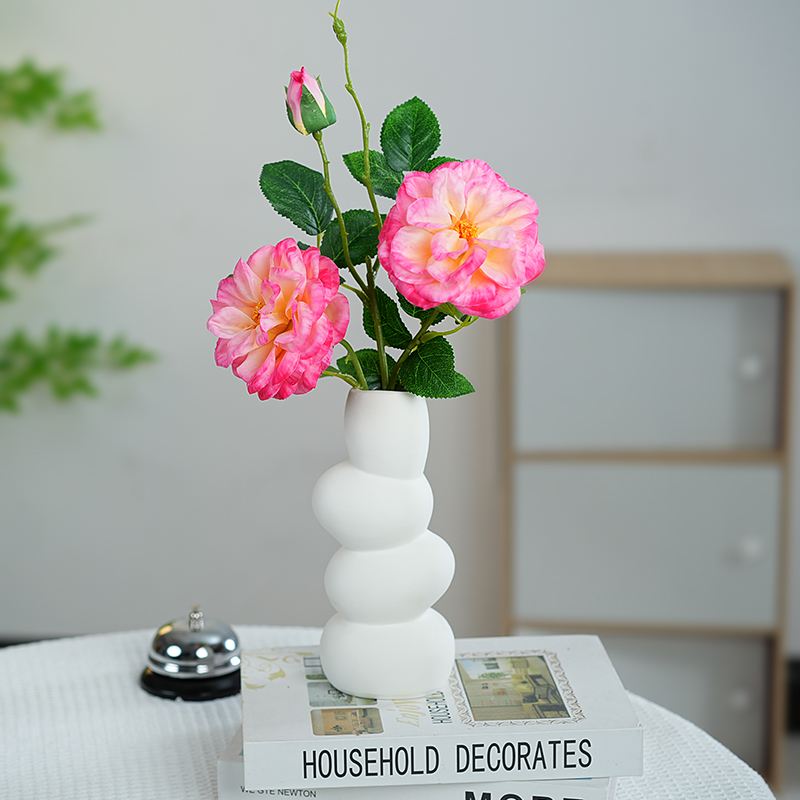 假花仿真花摆设高档月季花手感花艺客厅卧室摆件装饰品绢布插花束