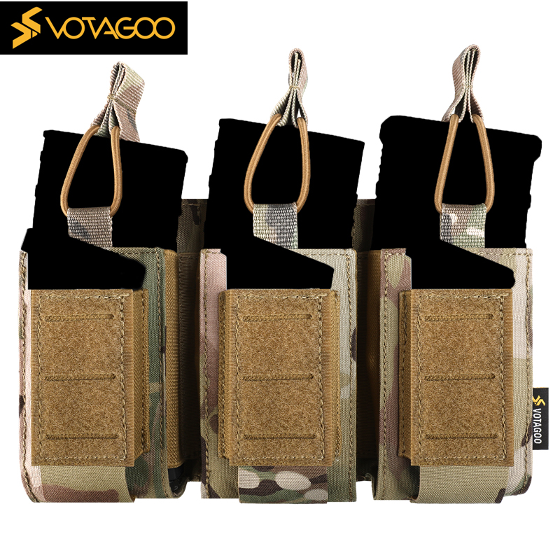 VOTAGOO三联战术弹匣包 快拔子母弹夹套molle副包 军迷彩背心配件