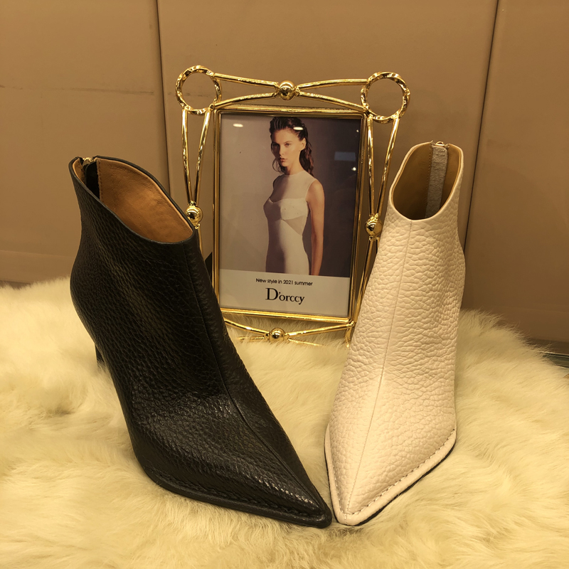 迪奥希2298-G01大象纹胎牛皮绒里手工高定款靴子时尚百搭气质真皮