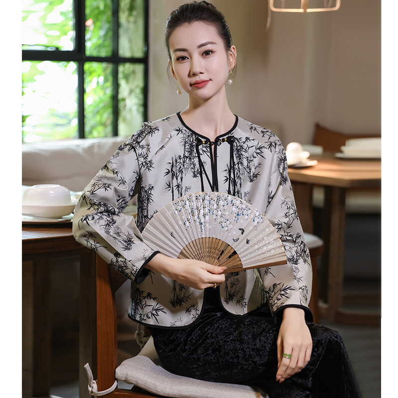 新中式短款外套女2025秋冬圆领黑色中国风气质春秋新中式国风女装