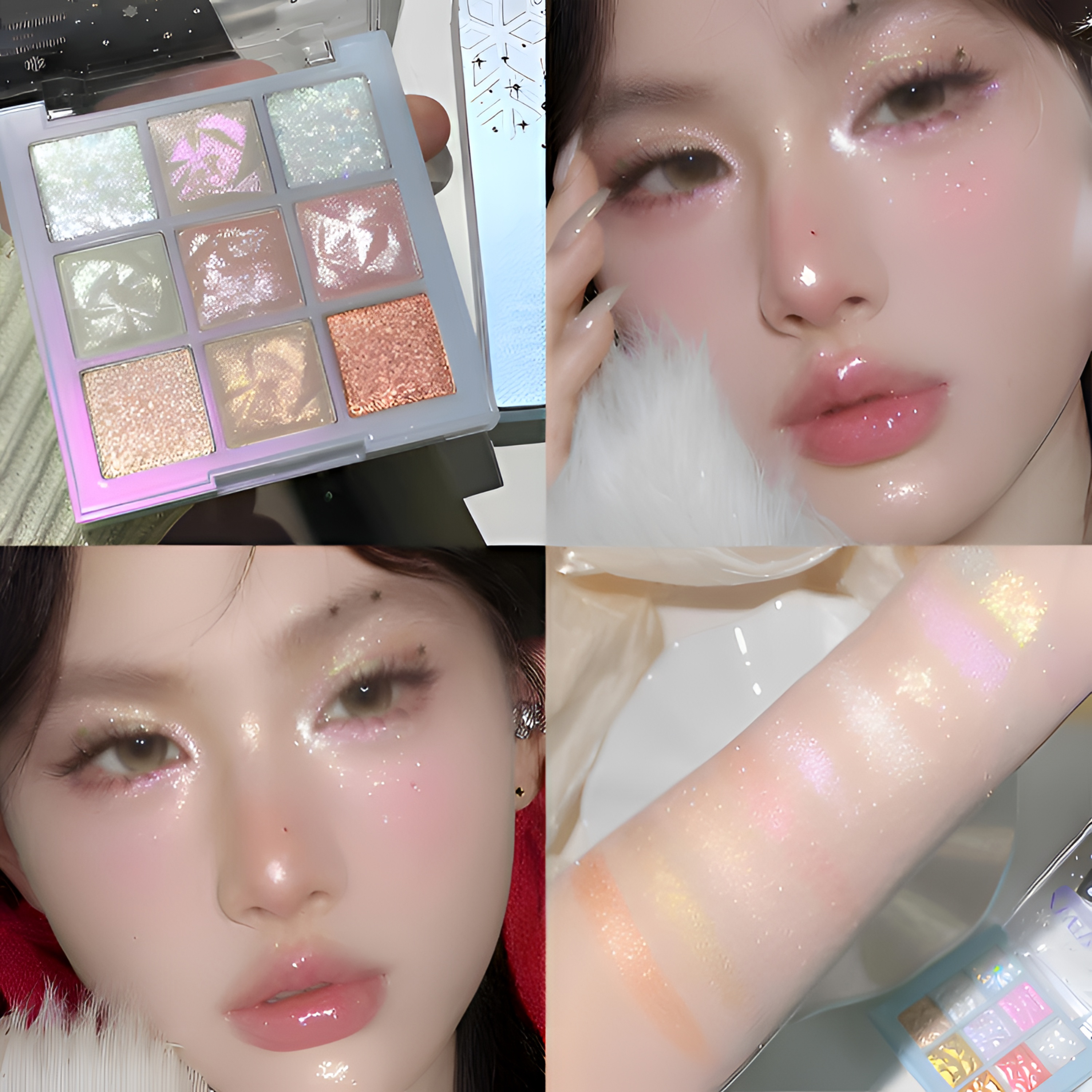 网红爆款超闪九色眼影盘珠光提亮片高光六一节日表演出眼妆舞台妆