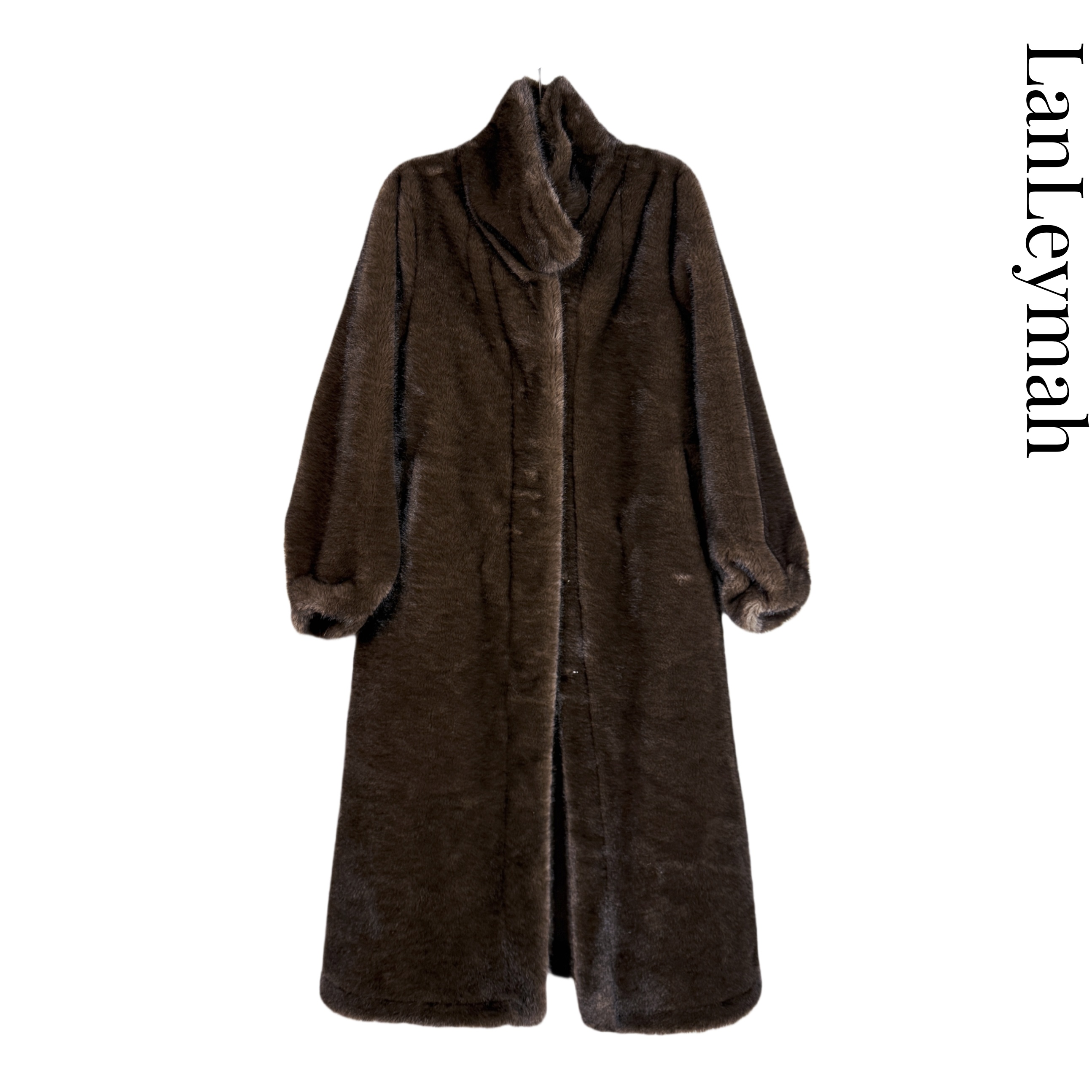 LanLeymah【翻领毛毛外套】长款宽松气质大毛呢冬季大衣外套ys043