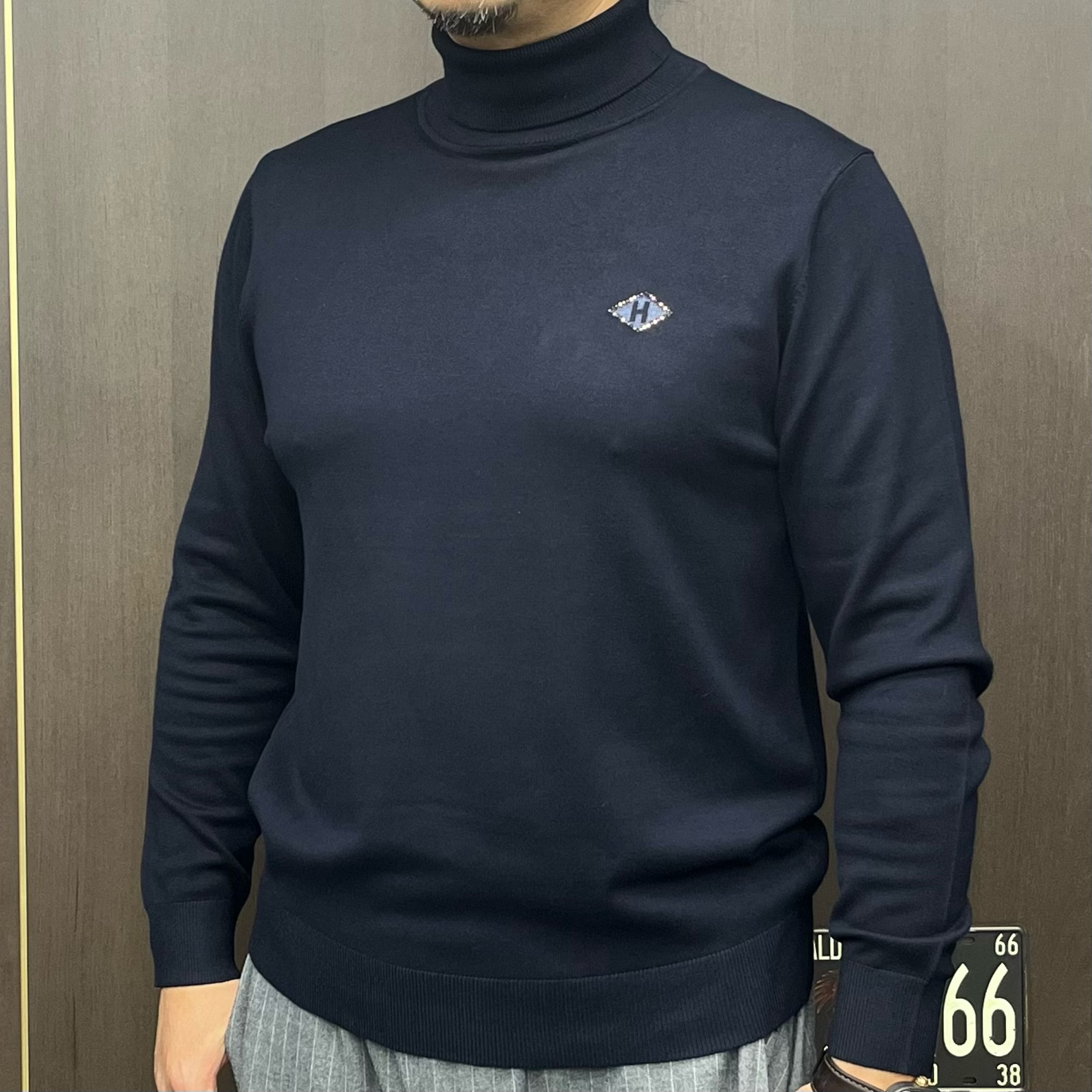 1806欧货男士秋冬常规透气保暖舒适休闲百搭高翻领长袖针织衫冬季