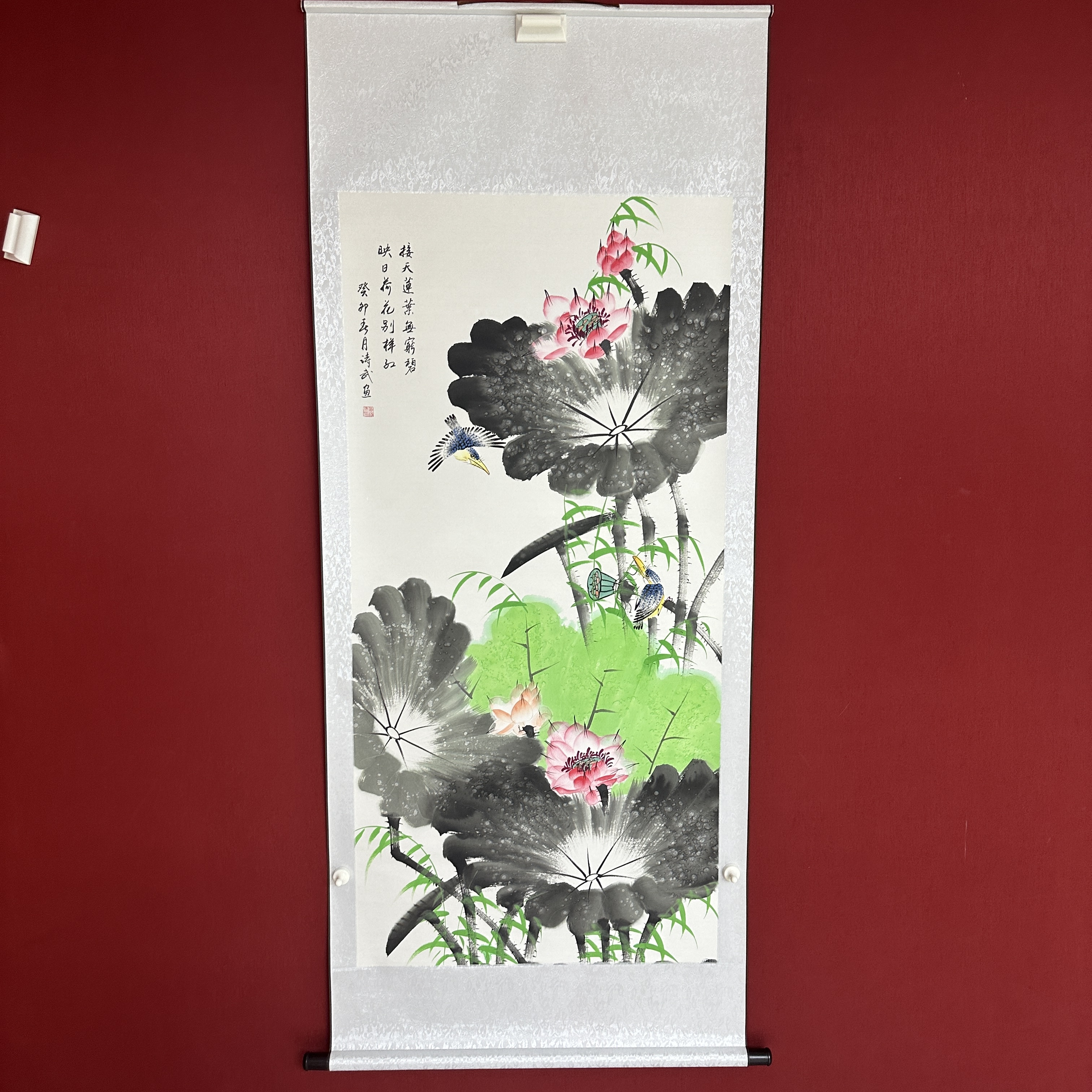 晏诗武 画作《荷花鸟》 8平尺挂轴