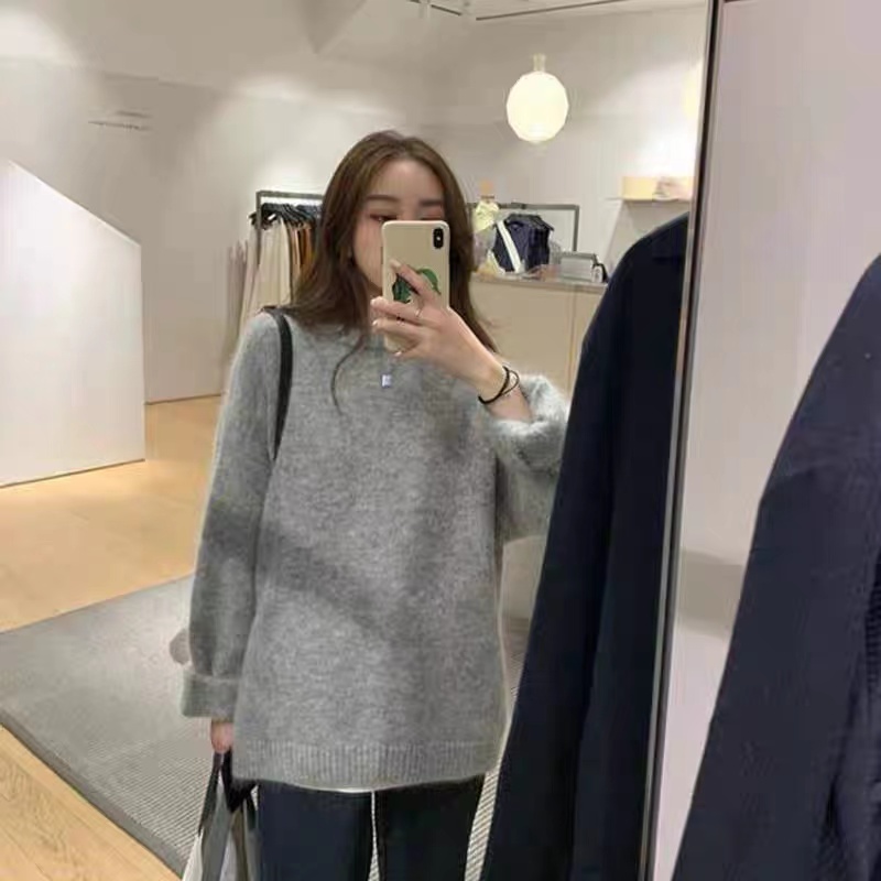 【小白】韩国秋冬装新款清新茸茸圆领套头长袖厚毛衣女蜜瓜精选