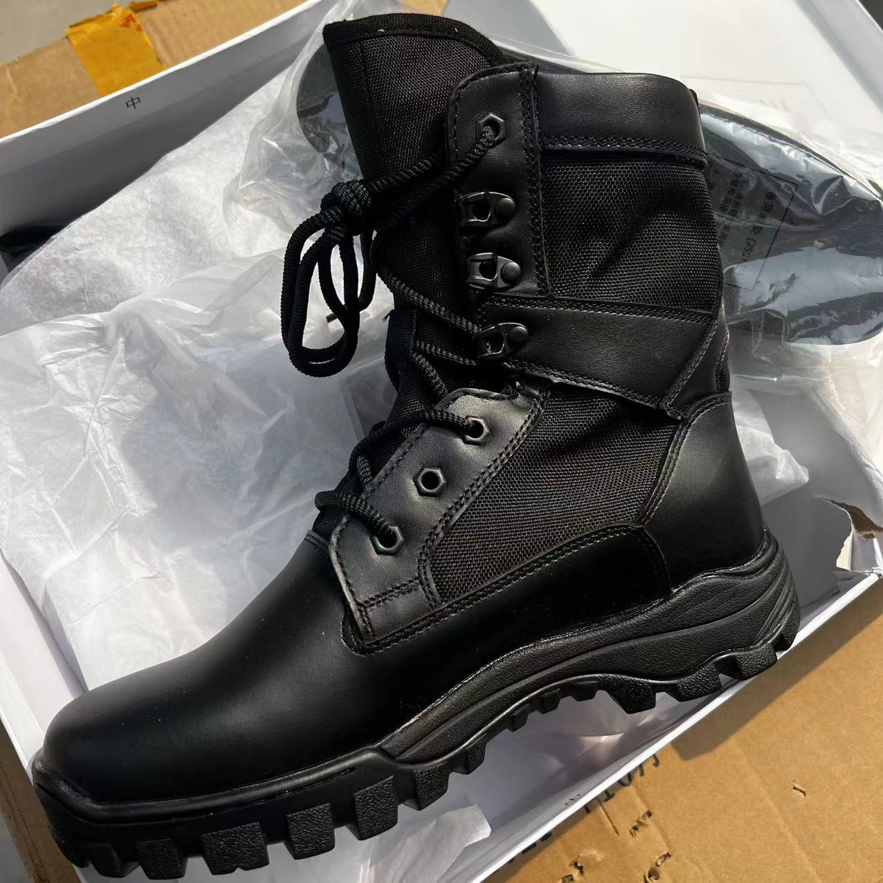 男士黑色春秋皮靴自带2双鞋垫