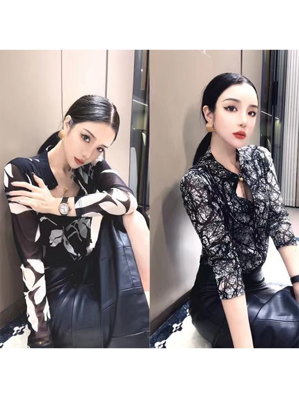 法式洋气时髦树枝印花设计感衬衫女2023新款小个子百搭显瘦开衫潮