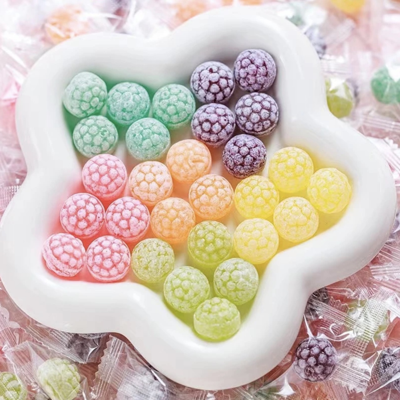 花瓣糖维C树莓水果糖果果汁硬糖结婚喜糖独立包装什锦糖零食糖果