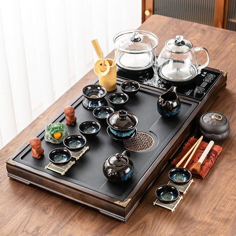 茶道茶具套装家用陶瓷全自动一体泡茶茶台客厅高档实木茶盘茶托盘