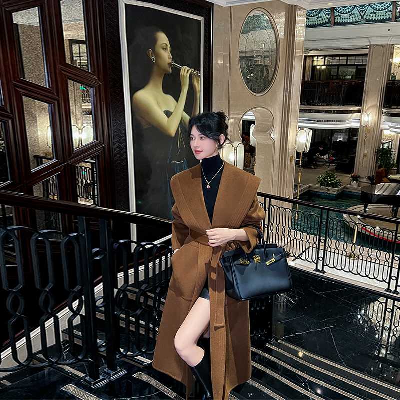 高端大牌羊绒大衣女2025秋冬新款轻奢气质超好看收腰双面毛呢外套