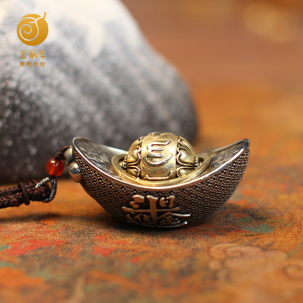 金蜗牛精致生活六字箴言手把件居家办公室书房摆件礼品铜工艺品