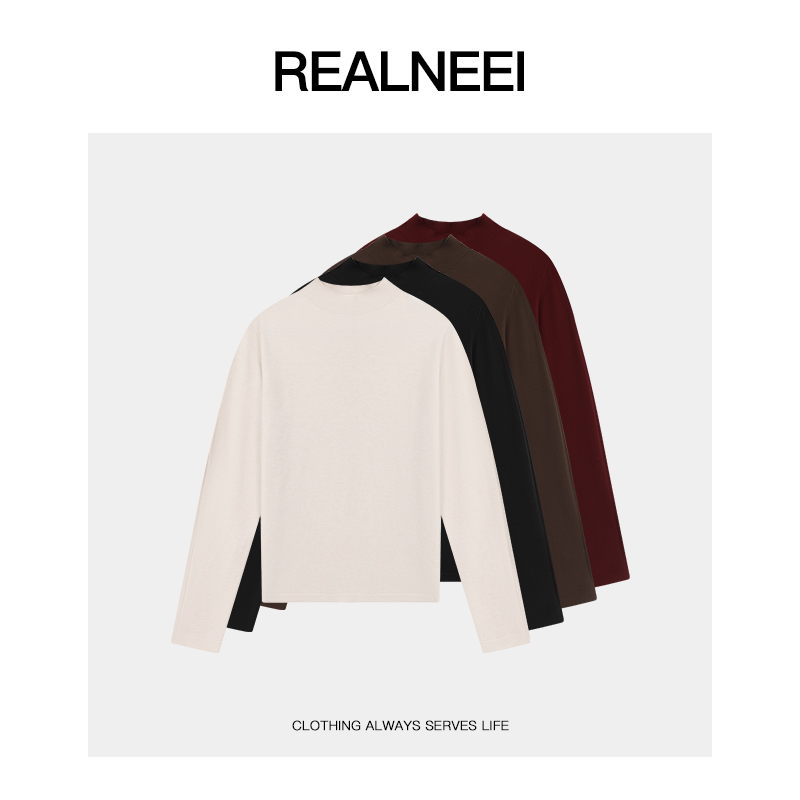 REALNEEI【冬令时】安哥拉兔绒+眻毛极简秋冬安迪绒套头上衣31189