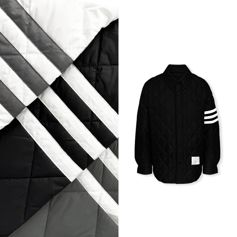 【玥】2025 冬季新款单色菱格简约横杠条纹衬衫绒外套A8032