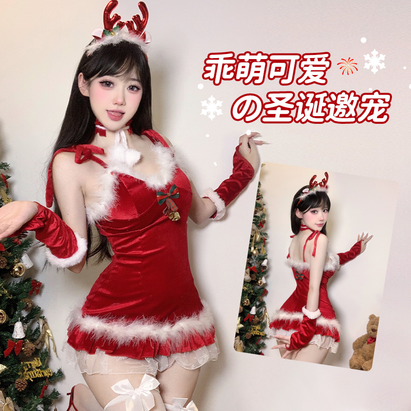 LOVE:圣诞叮叮当 甜心小鹿圣诞连衣裙性感少女纯欲风甜美氛围感