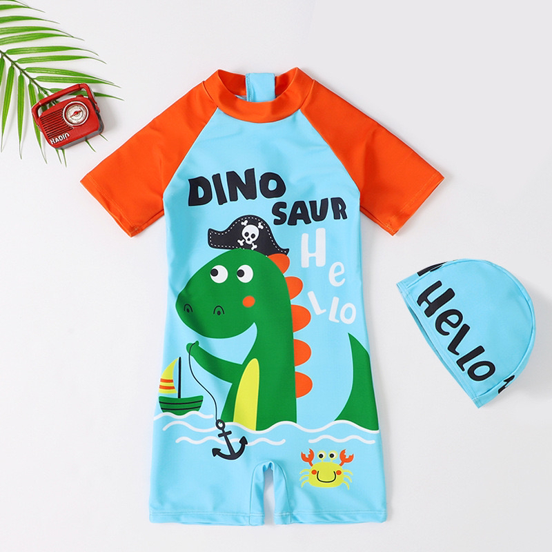 儿童连体幼童中大童男速干小恐龙夏季洋气时尚男童男孩小童中童