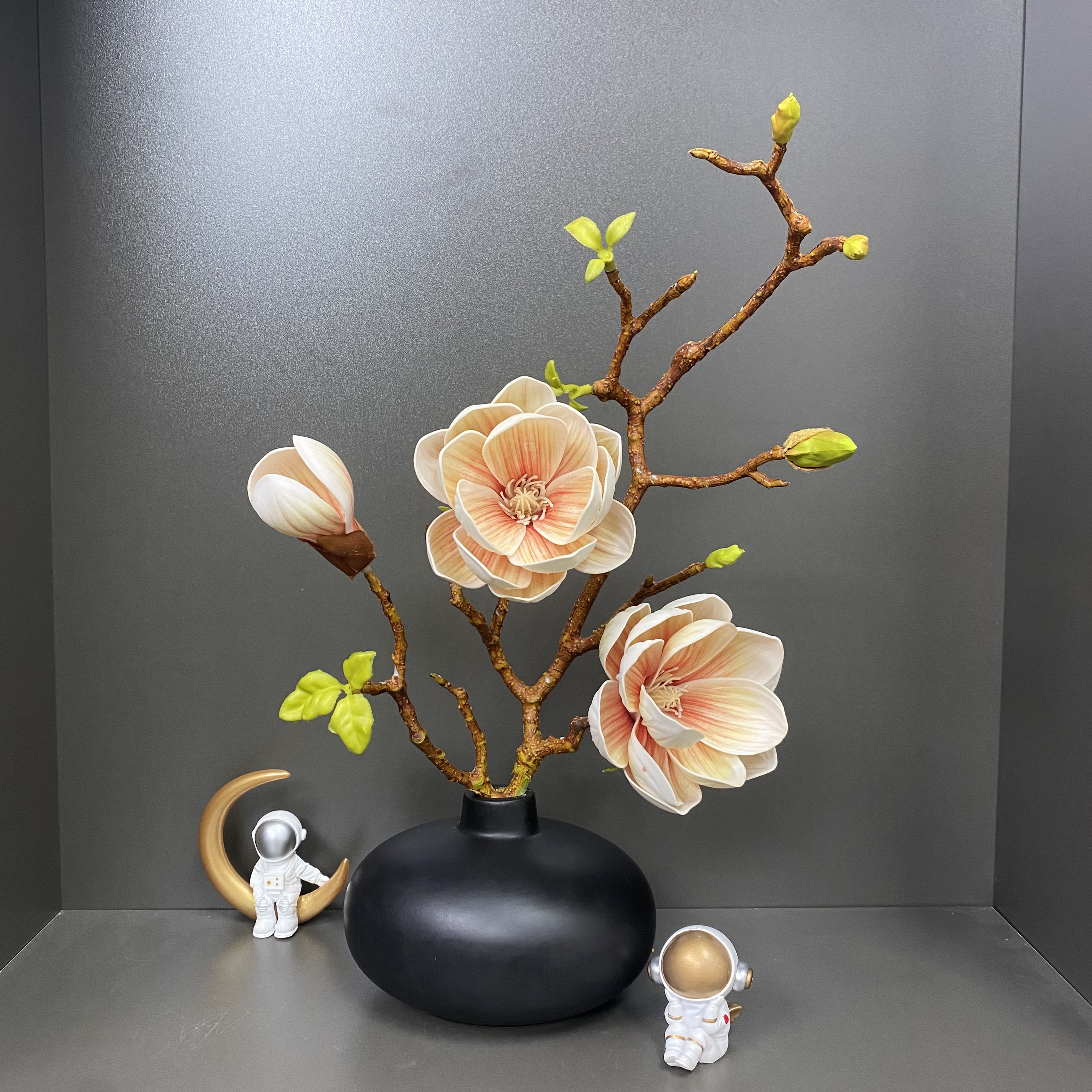 创意玉兰花仿真花假花电视柜玄关客厅摆件茶几摆件装饰逼真中古风