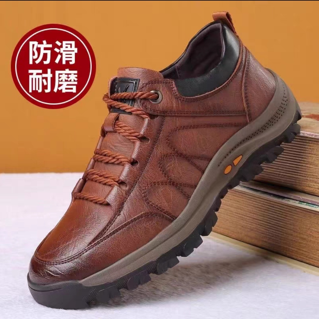 秋冬新款百搭时尚休闲男士户外登山防滑皮鞋休闲男皮鞋6801