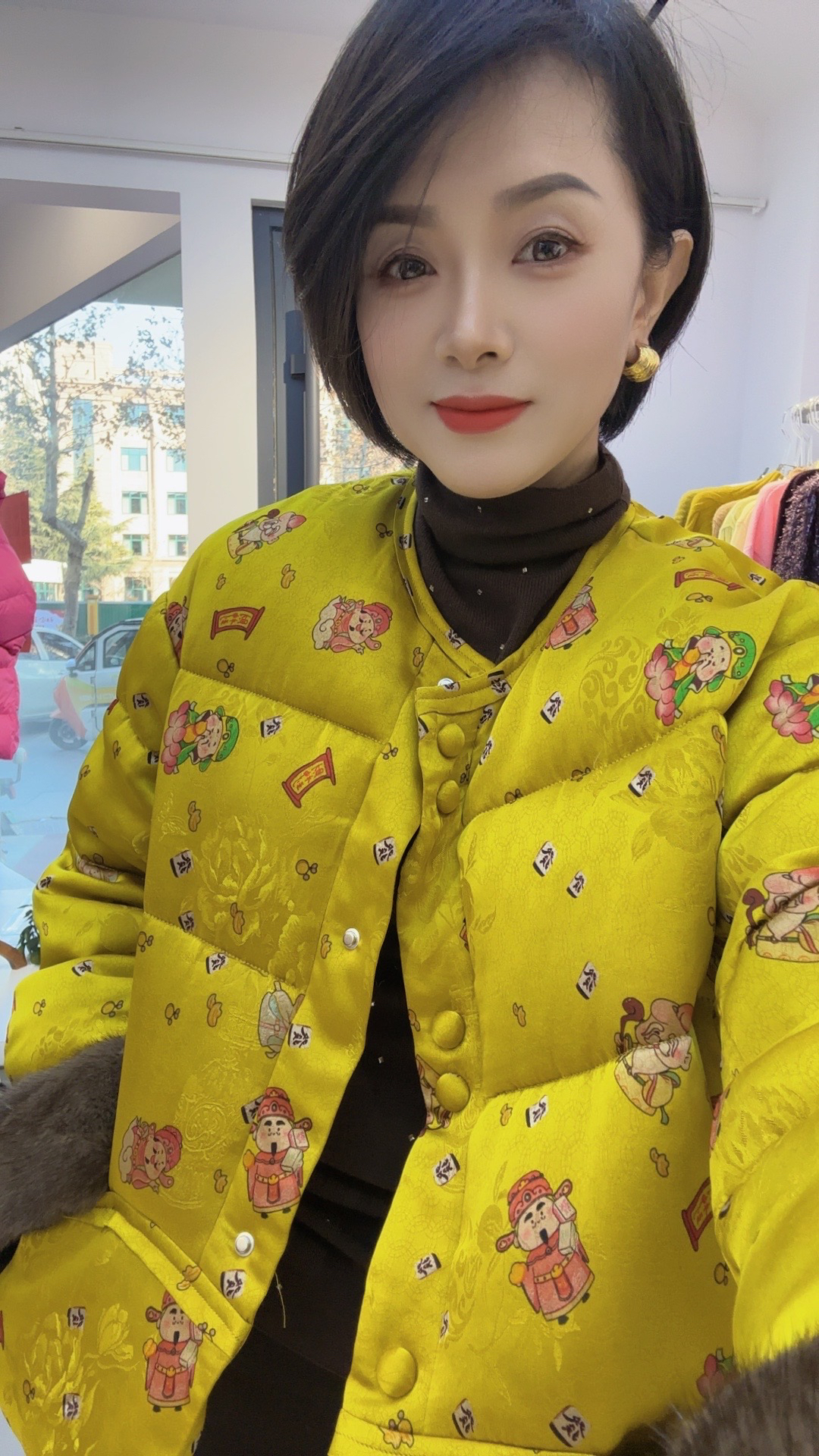 宽松型厚款拼接羽绒服双面加厚潮流上衣秋冬女士休闲立领花色