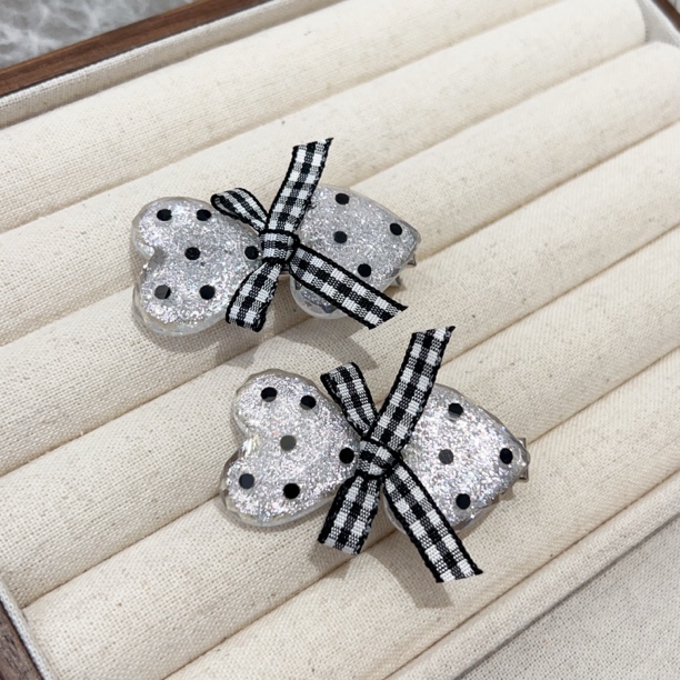 爱心波点蝴蝶结侧边夹刘海夹