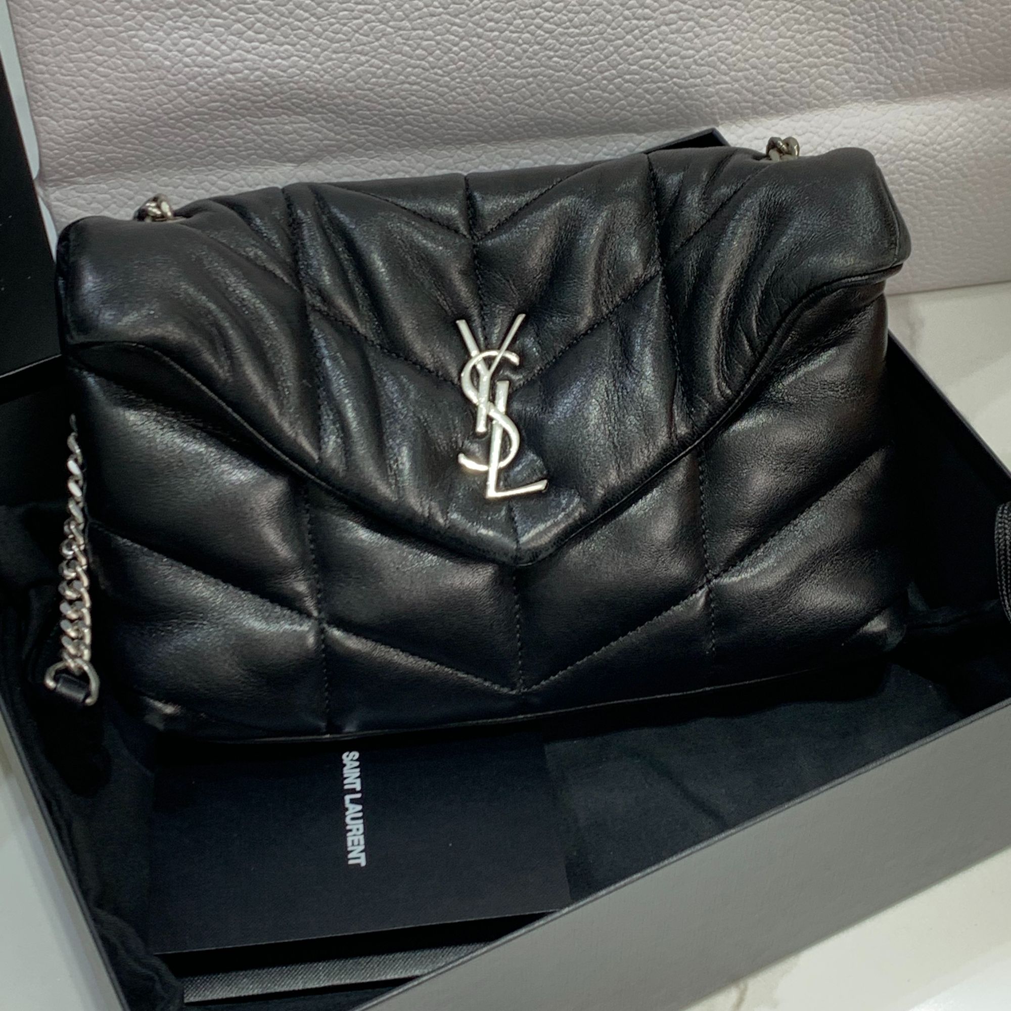 99新 YSL/圣罗兰 黑银云朵枕头 （老款）mini   99新
