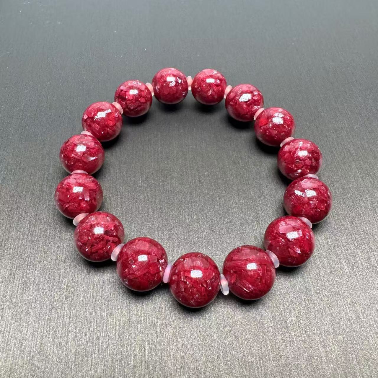 天然辰砂万山（三号井） 大颗粒火彩 晶体手串-礼盒装