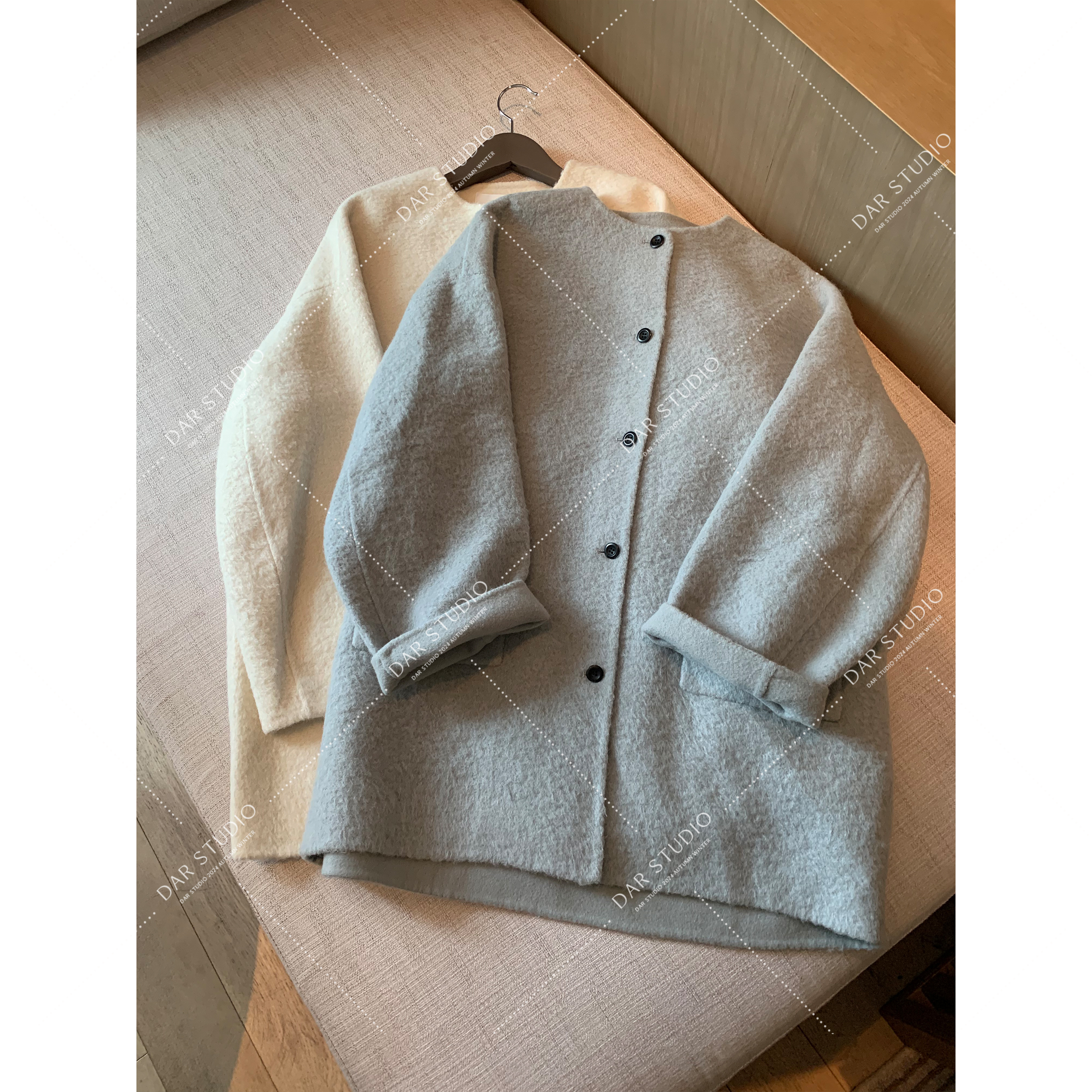 DAR STUDIO 精品【圆领baby大衣】进口baby羊驼绒时尚质感圆领大衣