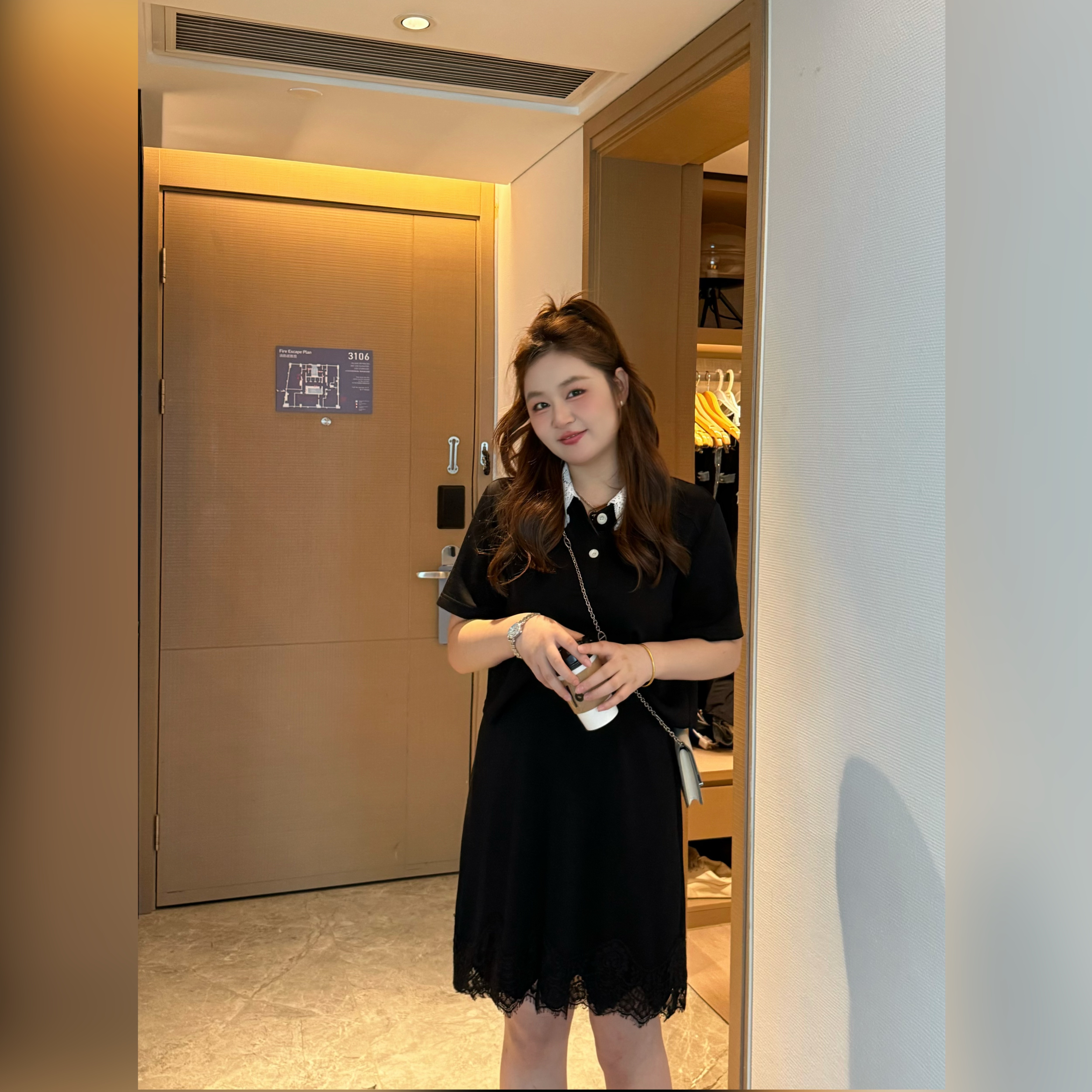 楠序源子微胖女装 2025年夏装休闲气质时尚蕾丝边连衣裙YZ36526