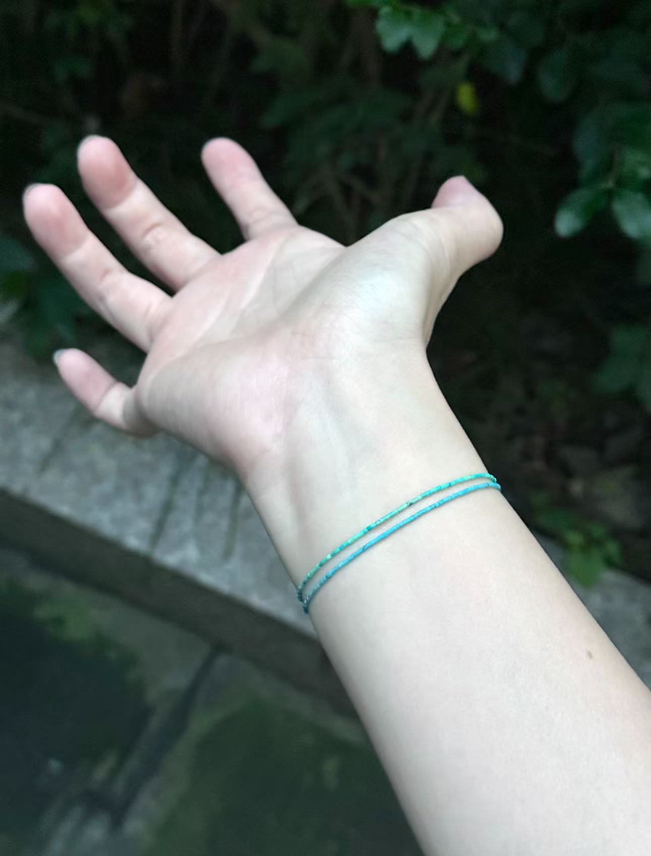 双层蜜蜡路路通 女款极细S92银手链