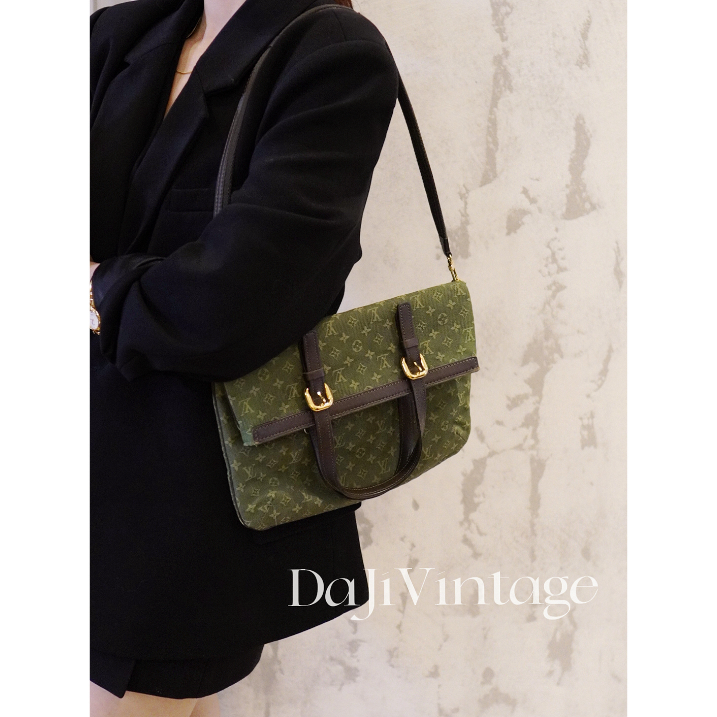 95新 LouisVuitton/路易威登 大吉中古/LV绿丹宁折叠琴谱包